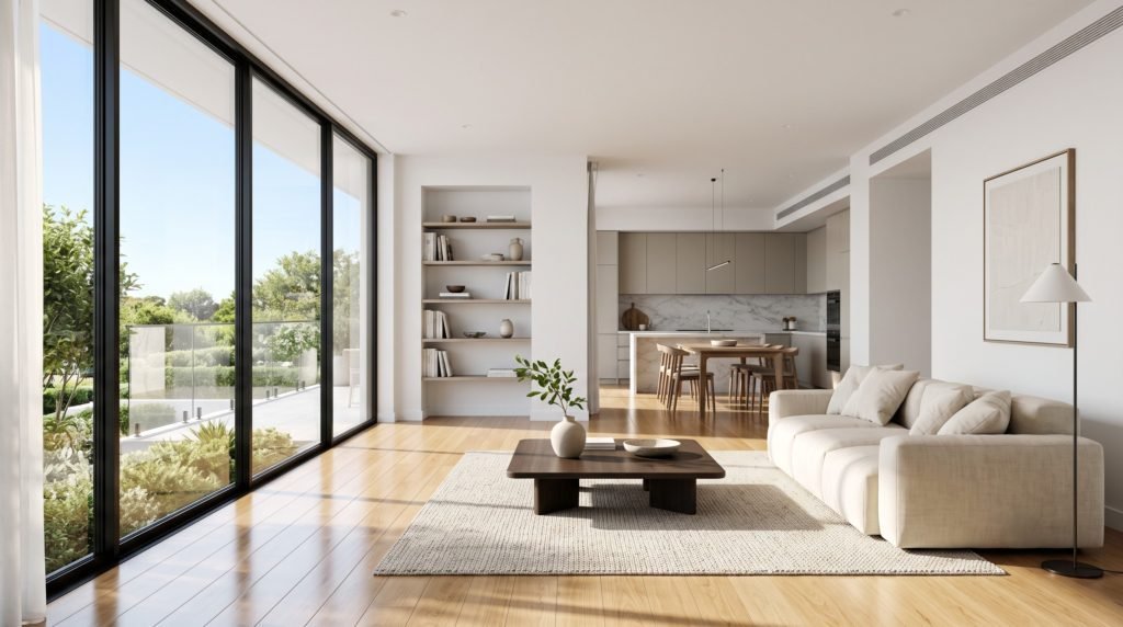 A beautifully polished, spotless luxury home interior after premium deep cleaning services QLD