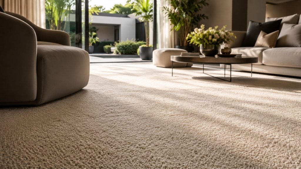 Professional carpet cleaning Gold Coast service removing deep stains from a plush home carpet
