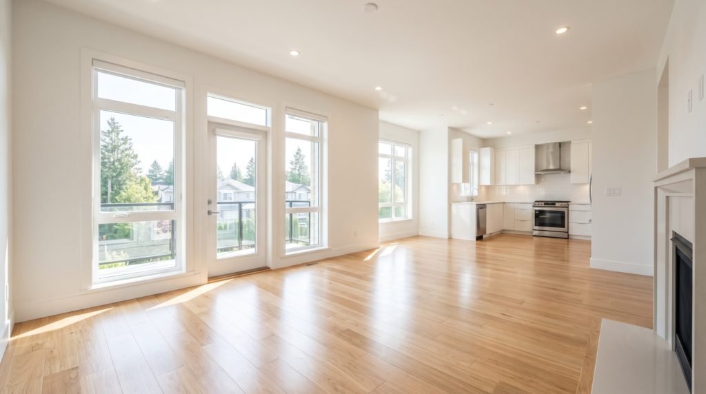 An immaculate, completely empty rental property living room ready for inspection by end of lease cleaning Gold Coast experts