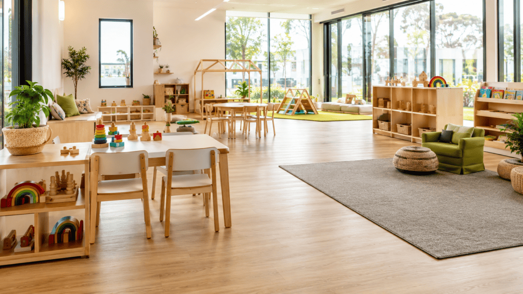 A flawlessly clean, bright, and highly hygienic modern childcare centre and play area maintained by childcare cleaning Gold Coast and Brisbane experts