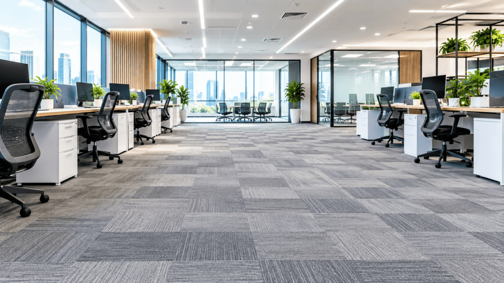 A flawlessly clean, bright, and deeply extracted corporate office carpet maintained by commercial carpet cleaning Gold Coast and Brisbane experts