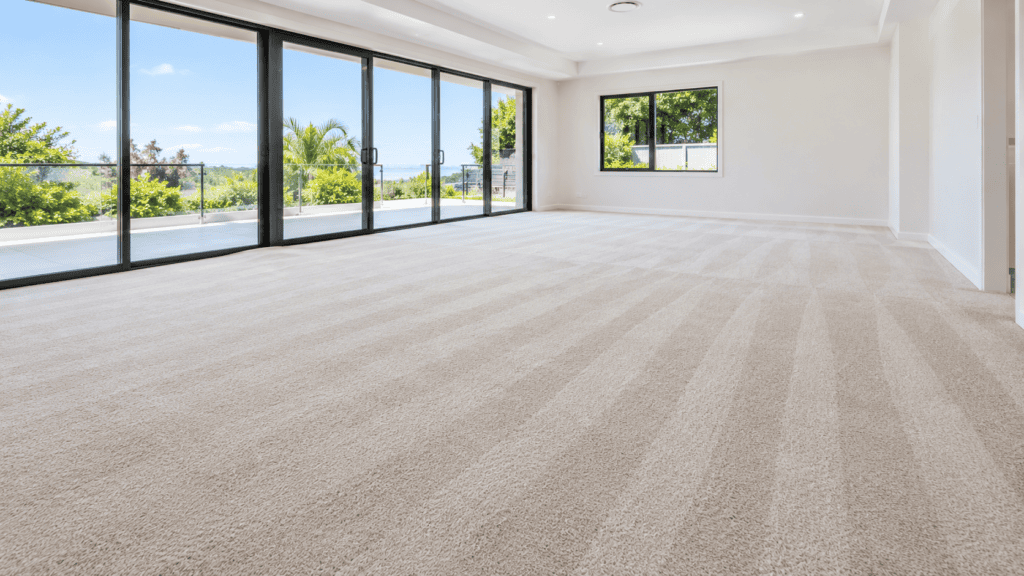 A flawlessly clean, freshly extracted plush carpet in a vacant modern room restored by carpet cleaning Gold Coast and Brisbane experts