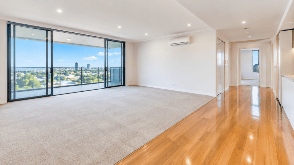 A flawlessly clean, vacant rental property living space restored by end of lease cleaning Gold Coast and Brisbane experts for a guaranteed bond refund